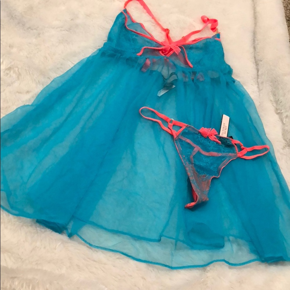 Victorias Secret Aqua & Orange Lingerie
